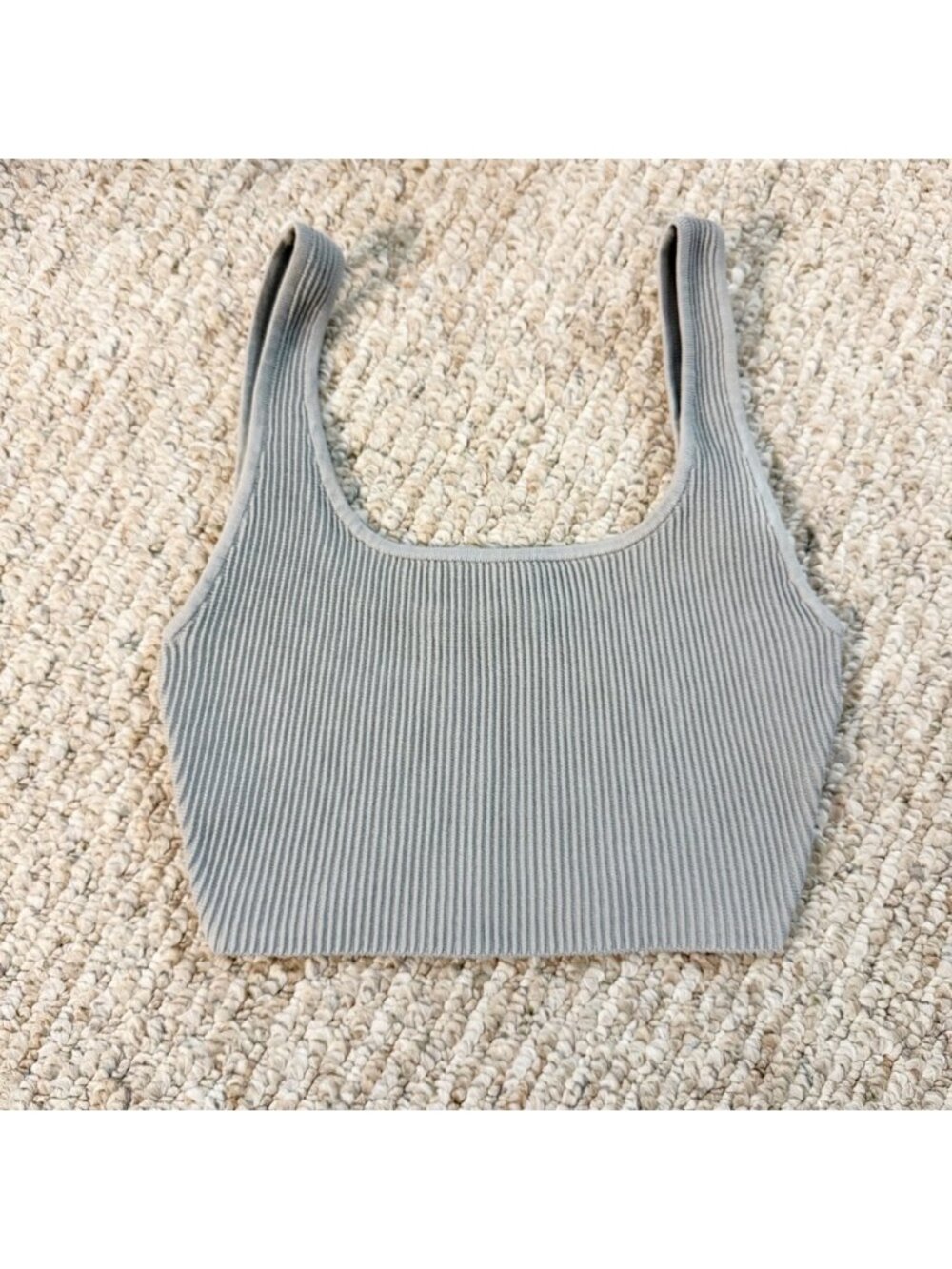 Babaton Aritzia Sculpt Knit Squareneck Cropped Tank Gray XS